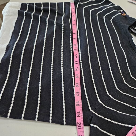 J. Jill Black & White Textured Striped Pullover Sweater Top Medium Casual Office - Picture 10 of 11